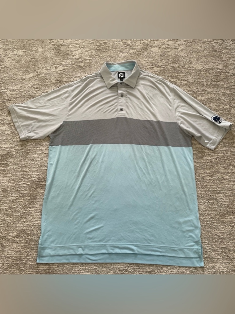 FootJoy FJ Golf Polo Shirt Mens XL Striped Colorblock Performance Gray Blue